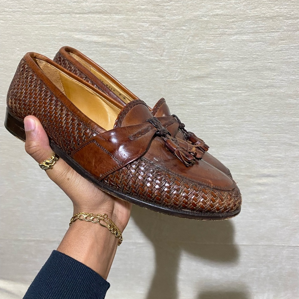 Johnston & Murphy Woven Leather Tassel Loafers - Picture 2 of 8